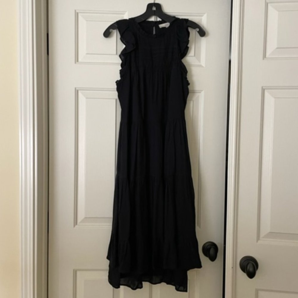 COPY - Women's Loft Size Small Petite Black Sleeveless Midi Tiered Dress